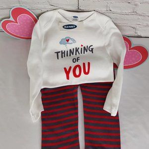 'OLD NAVY' 2-PIECE SET LONG-SLEEVE ONSIE & PANTS OUTFIT 'THINKING OF YOU' SET